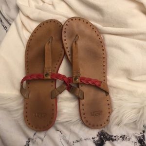 UGG red flip flop sandals size 9